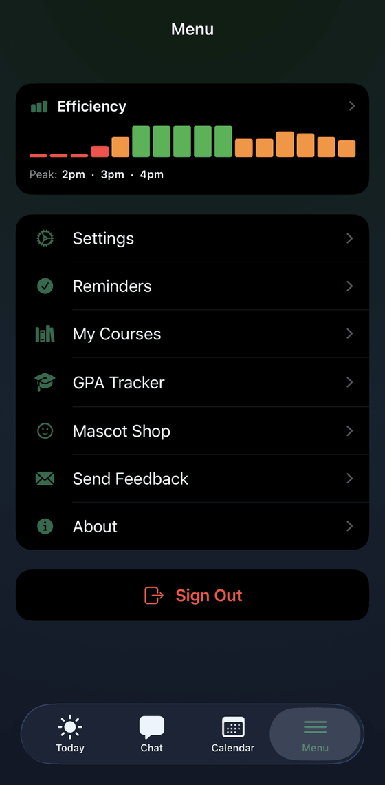 Apex menu