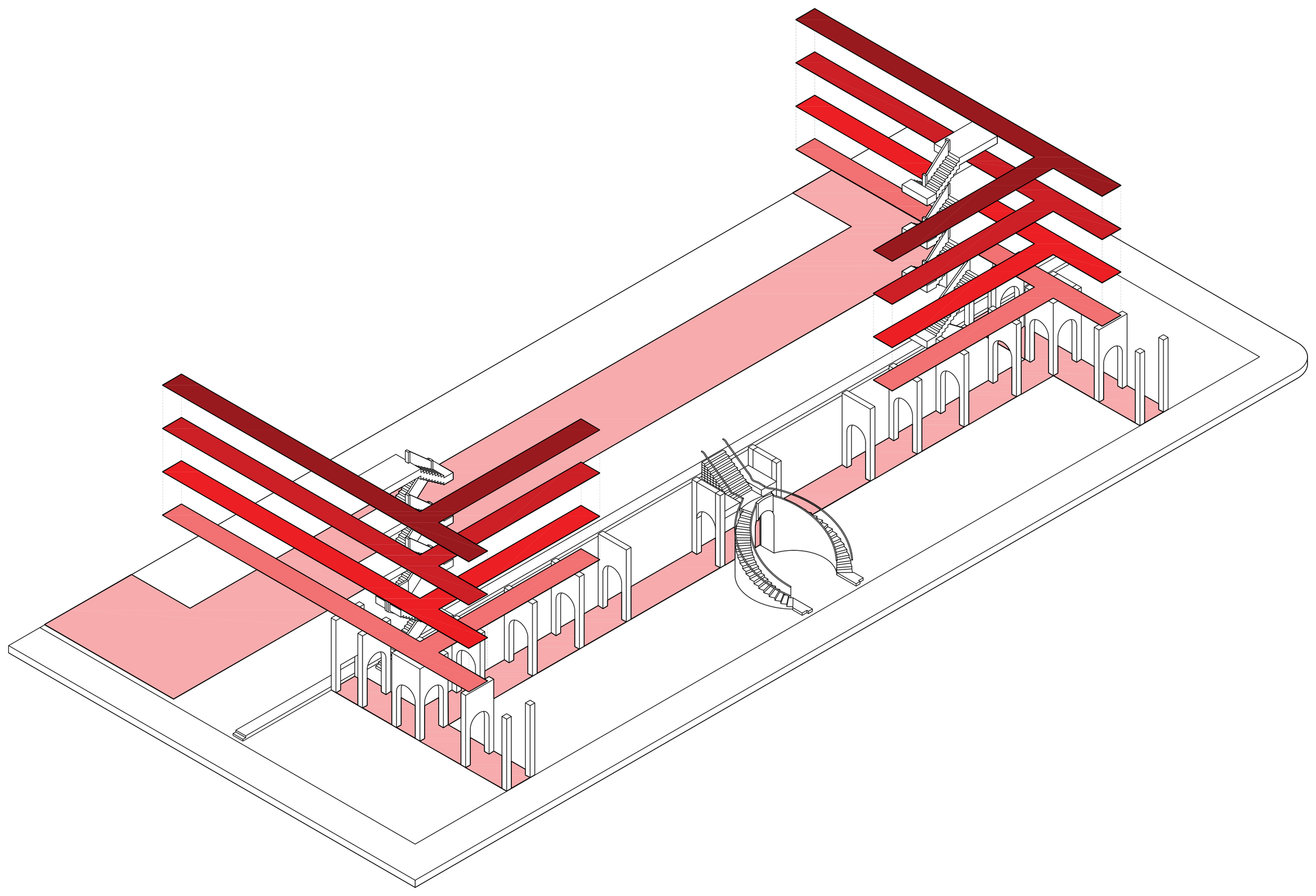 Apartment ground-floor arcade circulation diagram
