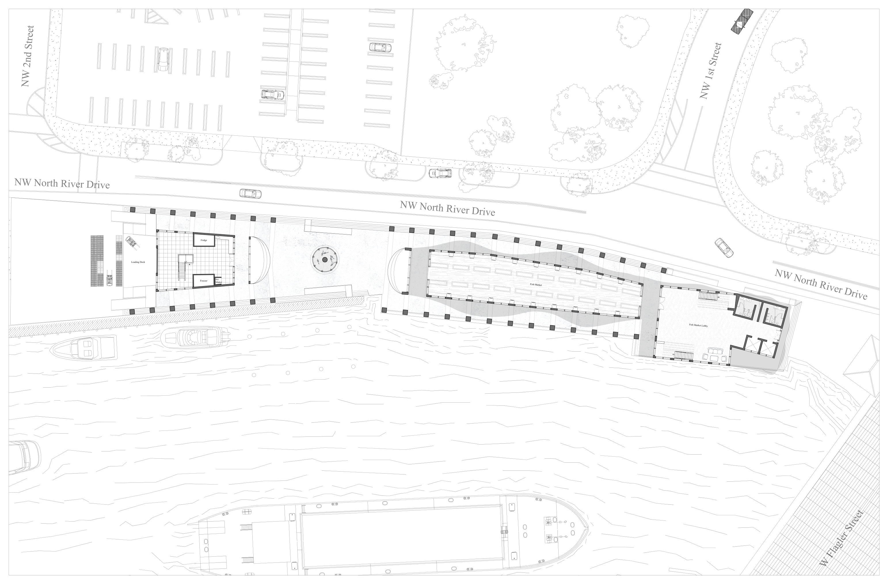 Miami River Fish Market first floor plan in context