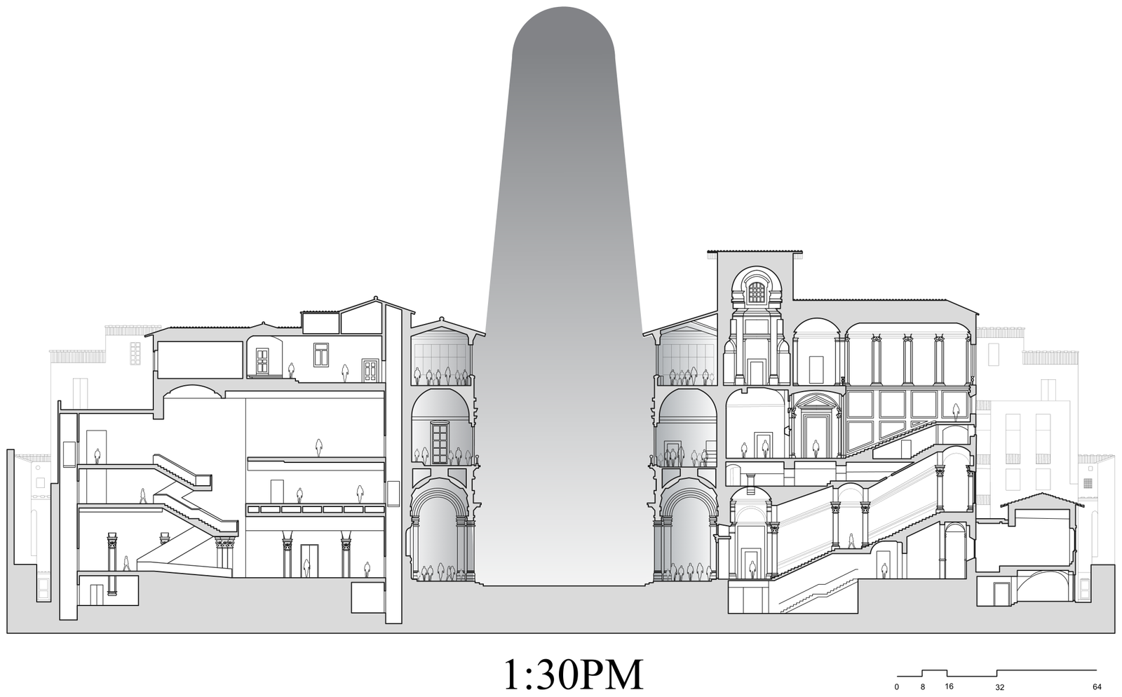 Uffizi section, 1:30 PM light