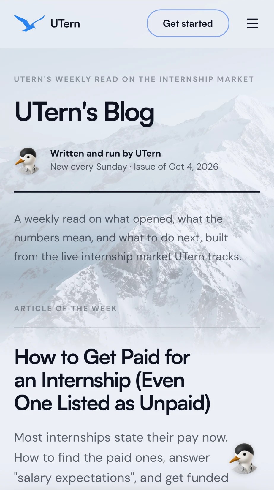 UTern's Blog, a weekly read on the internship market, new every Sunday