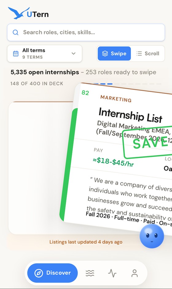 The internship list